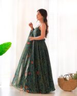 Regal Rama Green Zari Anarkali - Image 4