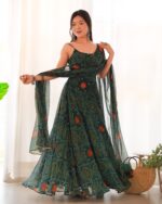 Regal Rama Green Zari Anarkali - Image 2