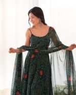 Regal Rama Green Zari Anarkali - Image 6
