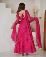 Regal Rani Pink Bandhani Anarkali Set - Image 4