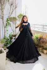 Regal Midnight Black Silk Anarkali - Image 2