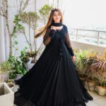 Regal Midnight Black Silk Anarkali