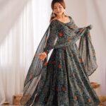 Majestic Rama Green Bandhani Heritage Anarkali
