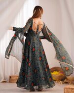 Majestic Rama Green Bandhani Heritage Anarkali - Image 8