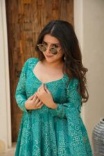 Regal Rama Green Zari Anarkali Set - Image 4