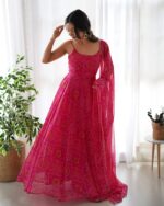 Royal Bandhani Rani Pink Anarkali - Image 4