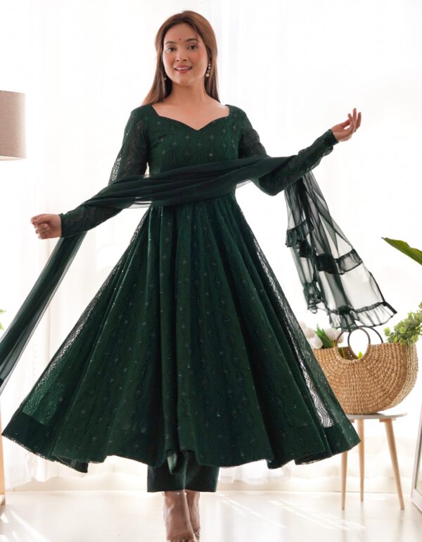 Regal Rama Green Resham Anarkali Set