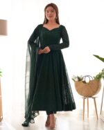 Regal Rama Green Resham Anarkali Set - Image 4