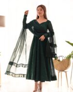 Regal Rama Green Resham Anarkali Set - Image 2