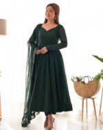 Regal Rama Green Resham Anarkali Set - Image 5
