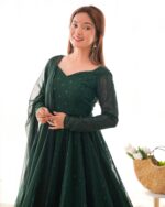 Regal Rama Green Resham Anarkali Set - Image 6