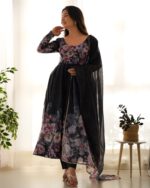 Royal Midnight Blue Resham Anarkali Ensemble - Image 16