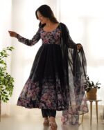 Royal Midnight Blue Resham Anarkali Ensemble - Image 13