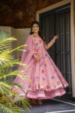 Graceful Rani Pink Resham Anarkali