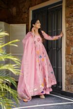 Graceful Rani Pink Resham Anarkali - Image 3