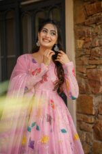 Graceful Rani Pink Resham Anarkali - Image 5