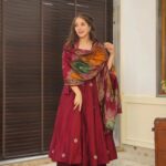 Regal Rani Pink Silk Anarkali Ensemble