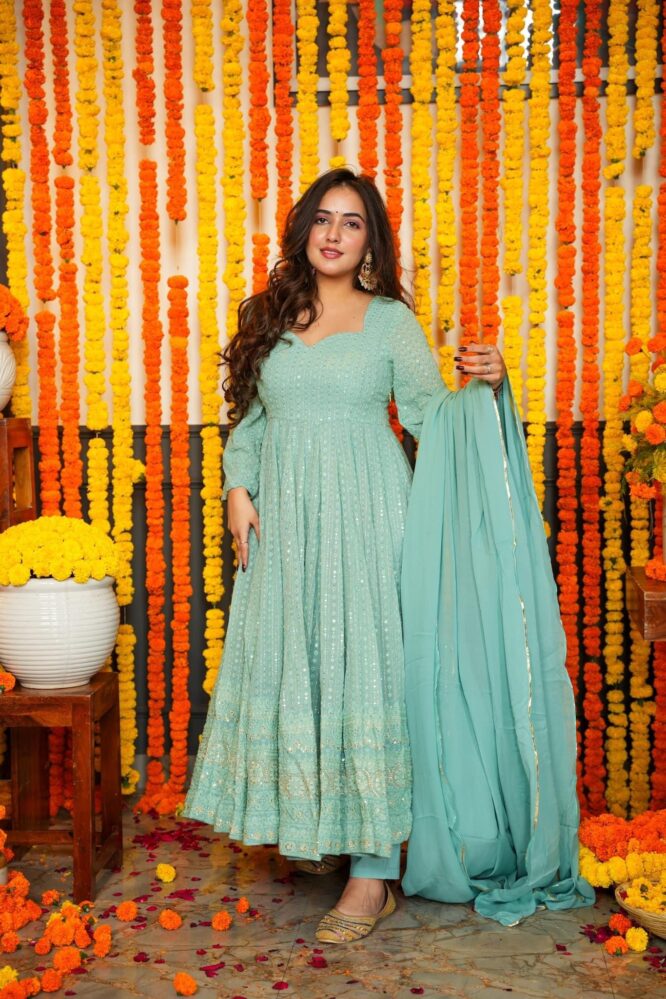 IMG_9665-666x999-1 Royal Midnight Blue Resham Anarkali Ensemble - Image 1