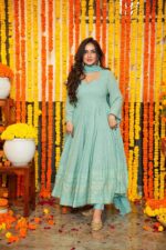 Royal Midnight Blue Resham Anarkali Ensemble - Image 2