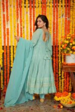 Royal Midnight Blue Resham Anarkali Ensemble - Image 4