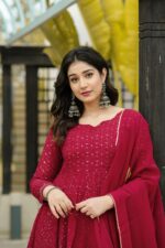 Regal Zari Embellished Georgette Anarkali Ensemble - Image 9