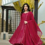 Regal Zari Embellished Georgette Anarkali Ensemble