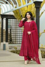 Regal Zari Embellished Georgette Anarkali Ensemble - Image 4