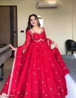 Regal Sindoor Red Zari Anarkali Set