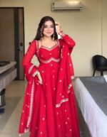Regal Sindoor Red Zari Anarkali Set - Image 2