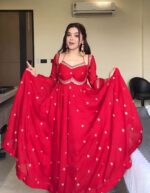 Regal Sindoor Red Zari Anarkali Set - Image 4