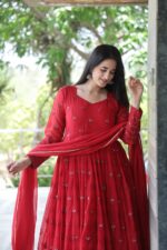 Majestic Sindoor Red Resham Anarkali Ensemble - Image 8