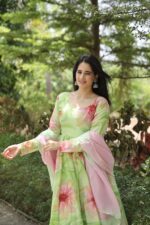 Regal Pista Green Resham Anarkali Set - Image 4