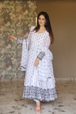 Pearl White Maharani Resham Anarkali Set - Image 2