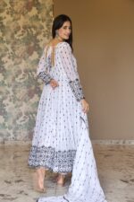 Pearl White Maharani Resham Anarkali Set - Image 7