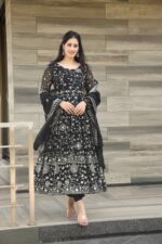 Royal Midnight Black Resham Anarkali - Image 5