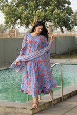 Majestic Chandni Midnight Blue Resham Ensemble - Image 5