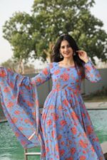 Majestic Chandni Midnight Blue Resham Ensemble - Image 3