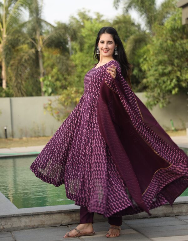 Regal Jamun Resham Anarkali Set