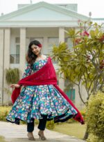 Heritage Midnight Blue Resham Anarkali Ensemble - Image 6