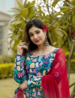 Heritage Midnight Blue Resham Anarkali Ensemble - Image 5