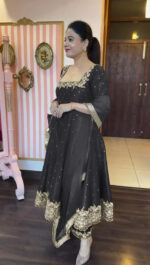Regal Midnight Black Vichitra Lehenga Set - Image 2