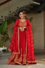Sindoor Red Heritage Anarkali Ensemble - Image 5