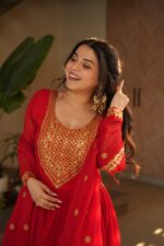 Sindoor Red Heritage Anarkali Ensemble - Image 4