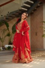 Sindoor Red Heritage Anarkali Ensemble - Image 9