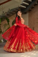 Sindoor Red Heritage Anarkali Ensemble - Image 2