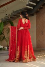 Sindoor Red Heritage Anarkali Ensemble - Image 3