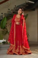 Sindoor Red Heritage Anarkali Ensemble - Image 7