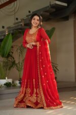 Sindoor Red Heritage Anarkali Ensemble - Image 6