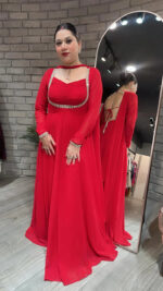 Maharani Sindoor Red Zari Anarkali Set