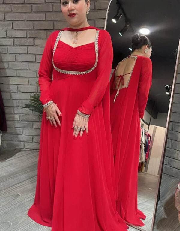 Maharani Sindoor Red Zari Anarkali Set